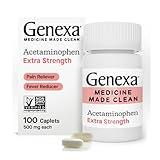 Genexa Clean Acetaminophen Extra Strength, Dye Free Pain Reliever & Fever Reducer, 0% Artificial Additives, Pain Relief for Headache, Backache, Toothache, & Minor Arthritis, 500mg, 100 Caplets