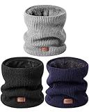 Winter Neck Gaiters for Men 3 Pack,Neck Warmer Men Women with Thermal Thick Warm Fleece Lined Cold Weather,Mens Scarf Winter Ski Face Mask Cover Windproof Scarves（Black,Navy，Grey）