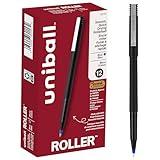 uniball Roller Ball Stick Pens, 0.5 mm Micro Tip, Blue, Pack of 12