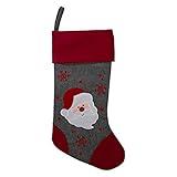 Northlight Embroidered Santa Claus Christmas Stocking, 18", Gray/Red