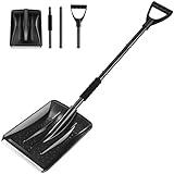 Snow Shovel, 2024 New Upgrade Large-Capacity Lightweight Aluminum Portable Snow Shovel, Parent-Child Playing Snow Shovel, Shovel for Garden, Car, Camping with Extra Ice Scrape(Black)