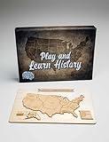 United States Puzzle for Older Kids and Adults with History of States and Territories, 4 Jigsaw Puzzles of The US, Early Learning and Educational Fun, Wooden Pieces