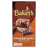 Baker's Unsweetened Chocolate Premium Baking Bar with 100 % Cacao (4 oz Box)