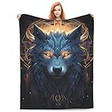 amepay Wolf Blanket Gifts for Men Women Boys Science Fiction Wolves Flannel Throw Blankets for Home Decor Couch Bed Sofa Soft Fuzzy Lightweight for All Season 60x50 Inches