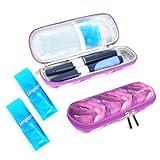 YOUSHARES Insulin Cooler Travel Case - EVA Diabetic Insulated Organizer Portable Cooling Case for Medication Cooling Insulation, Epi Pen Carrying Bag with 2 Ice Pack (Marble Purple)