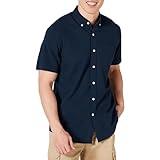 Amazon Essentials Men's Regular-Fit Short-Sleeve Pocket Oxford Shirt, Navy, X-Large