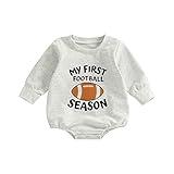 Kuriozud Newborn Baby Boy Girl Football Outfit My First Football Season Sweatshirt Romper Long Sleeve Shirt Tops Fall Winter Clothes (My First Football Season, 0-3 Months)