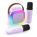 Koolcover Mini Karaoke Machine for Kids Adults, Portable Bluetooth Speaker with 2 Wireless Microphones,Toys Birthday Gifts for Girls Ages 4, 5, 6, 7, 8,9,10,11,12+ Family Home Party (Purple)