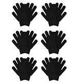 COLEDRE 6 Pairs Winter Magic Gloves for Women Men Cold Weather Thermal Warm Stretchy Gloves Mittens Black Knit Gloves for Running Driving Hiking