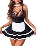 Avidlove Sexy Maid Lingerie for Women Maid Costume French Maid Outfit Cosplay Lingerie Sets(Black,Large)