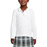 Lands' End Girls Long Sleeve Feminine Fit Interlock Polo Shirt Large White