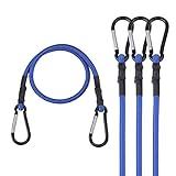 WORKPRO 24 Inch Bungee Cords with Hooks, 4 Pack Superior Rubber Heavy Duty Bungee Straps Strong Elastic Rope for Outdoor Tent, Luggage Rack, Camping, Cargo, RV, Bike, Transporting, Storage, Blue