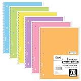 Mead Spiral Notebook, 6 Pack, 1 Subject, College Ruled Paper, 7-1/2" x 10-1/2", 70 Sheets per Notebook, Assorted Pastel Colors (830049)