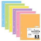 Mead Spiral Notebooks, 6 Pack, 1-Subject, College Ruled Paper, 8" x 10-1/2", 70 Sheets, Assorted Pastel Colors (830049)