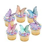 48Pcs Edible Butterflies for Cake Decorating Wafer Paper Butterfly Cupcake Toppers Edible Cake Toppers for Wedding Birthday Party Cupcakes Decorations(Mix Color)