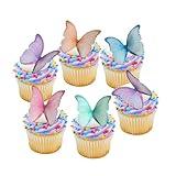 48Pcs Edible Butterflies for Cake Decorating Edible Butterfly Cupcake Toppers Wafer Paper Butterflies Edible Butterfly Cake Decorations for Wedding Birthday Party Cupcakes Decorating(Mix Color)