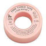 Gasoila Pink PTFE Thread Seal Tape – Professional-Grade, 1/2 Inch x 260 Inch, High-Density Thread Tape for Water Lines – Leak-Proof Seal, Non-Toxic, Pack of 24