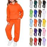 Girls Sweatsuits Streetwear Toddler Boys Girls Tracksuit Soild 2 Piece Teens Kids Jogging Outfits Jogger Sweatpants and Hooded Sweatshirt Clothing Sets Orange Sweatsuit 6-7 Years
