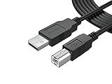 6Ft Long Cable USB 2.0 Type-A to Type-B High Speed Cord for Audio Interface, Midi Keyboard, USB Microphone, Mixer, Speaker, Monitor, Instrument, Strobe Light System Laptop Mac PC