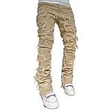 COOLMONAR Men's Ripped Distressed Destroyed Slim Fit Straight Leg Denim Jeans