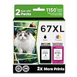 67XL Ink Cartridge Compatible Replacement for HP 67 XL hp67xl Black/Color Combo Pack for DeskJet Envy 2755e 6055e 2700 2700e 6000 6000e 4155e 2734e 6455e 6400 2752e 4100 4100e 6400e 6458e Printer