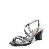 Naturalizer Womens Vanessa2 Rhinestone Embellished Strappy Heeled Sandal ,French Navy Blue,9N