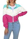 LAOARA Women’s Cricket Sweatsuit Full Zip Patchwork Windbreaker Workout Coat Activewear Pink S