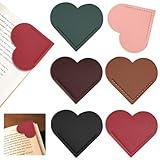 6 Pcs Leather Heart Bookmarks, Bookmarks for Women, Cute Heart Bookmark Corner, Book Marks for Teachers Students School Office Home Supplies