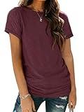 AUTOMET Shirts for Women Summer Spring Tops Short Sleeve Oversized T Shirts Fashion Basic Casual Tee Clothes 2024 Trendy 02winered XL