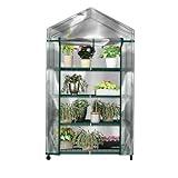 4 Tier Mini Greenhouse - Portable Greenhouse with Locking Wheels and PVC Cover for Indoor or Outdoor - 27 x 19 x 63-Inch Green House by Home-Complete