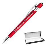 Personalized Pens with Stylus Tip, Custom Engraving Pens, Soft Touch Ballpoint Pen, Printed Name-Free Personalization Black Ink- Great Gift Ideas for Christmas, Anniversary, Graduation, Office, Memory