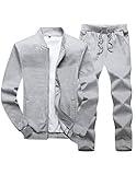 Lavnis Men's Casual Tracksuit Long Sleeve Running Jogging Athletic Sports Set Gray L