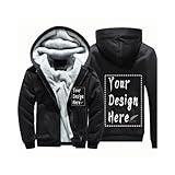 Custom Fleece Hoodie for Men/Women Personalized Jacket Design Your Own Print Front and Back Winter Warm Zip Coat