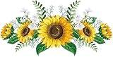 GANPUB 1Pc five Sunflowers Wall Stickers Peel and Stick Sunflower Wall Decor,Removable Waterproof Wall Decals for Living Room Bath Paint, Wall Treatments and Supplies（Yellow）
