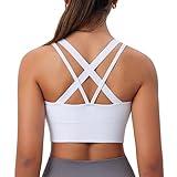 BLUELILY Sports Bra for Women Medium Support Criss Cross Strappy Bras Seamless Padded High Impact Yoga Athletic Exercise Bras