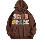 Women's Oversized Graphic Letter Printed Sweatshirts Crewneck Fleece Pullover Tops Fall Winter Fashion Clothes 2025 PD Day Hoodie (Coffee, S)