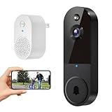 1080P Wireless Video Doorbell Camera with Chime Ringer, Night Vision, Cloud Storage, 2.4GHz Wi-Fi, Smart AI Human Detection, 2-Way Talk, Real-Time Alert, Battery Powered for Home Security