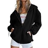 LRMQS labor day sales deals Womens Fall Fashion 2024 Hoodies Zip up Long Sleeve Sweatshirt Jackets with Pocket Loose Casual Trendy Clothes Outfits womens fall tops Black M