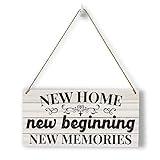 Rustic Home Sign Home Decor Wood Wall Art Wall Hanging Decor Inspirational House Warming Gifts New Home Wooden Decorative Plaque Sign for Farmhouse Kitchen New Home New Beginning Memories Sign