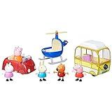 Peppa Pig Peppa's Little Vehicle Playset for Girls and Boys, Includes Helicopter, Camper, and Car, and 5 Figures Set, Preschool Toys, Ages 3+ (Amazon Exclusive)