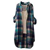 clearance today deals labor day women cardigan Cardigan for Women 2024 Plaid Print Tunic Tops Fall Fashion Open Front Plus Size Roll Up Sleeve Shirts cardigans for womens my account Blue L