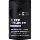 Sports Research® Sleep Complex- Melatonin-Free Vegan Capsules - with Valerian Root, GABA, L-Theanine, Magnesium & 5-HTP - 30 Servings