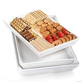 Delling Large Serving Platter, 16/14/12 Inch Rectangular Serving Trays for Serving Food, Serving Tray for Party - Set of 3, White