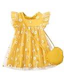 Baby Girl Dress 12 18 Months Girl Clothes Summer Baby Travel Outfit A Line Toddler Tutu Yellow Fancy Floral Swing Dress Ruffle Sleeve Cute Kid Clothes
