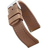 STUNNING SELECTION ALPINE Premium quality sporty silicone waterproof watch band with quick release - Soft rubber watch Strap- Brown - 22mm (S2800-2-20)