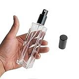 UPSTORE 1PCS Clear Empty Refill Glass Fine Mist Perfume Spray Bottle Jars with Black Cap Cosmetic Fragrance Aromatherapy Makeup Water Storage Holder Container DIY Beauty Tool(50ml/1.7oz)