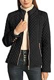 Bellivera Women's Stand Collar Lightweight Quilted Puffer Jacket with Fleece lining for Fall and Winter 087 Black M
