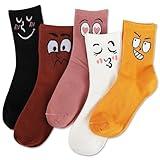 Moyel 5 Pack Colorful Emotion Face Socks Cute Funny Socks for Women Teen Girls Fun Funky Novelty Socks for Adults Gag Funny Gifts for Women Friends Girlfriend at Birhtday or Christmas Party, Size 5-8