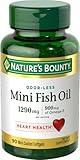 Nature's Bounty Mini Fish Oil Softgels, Burpless Fish Oil Omega 3 Supplements, Supports Heart Health, 90 Softgels (Pack of 1)