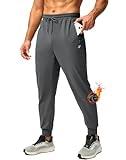 Pudolla Men's Fleece Lined Joggers Sweatpants with Zipper Pockets Winter Warm Pants for Men Running Workout Gym Athletic(Dark Grey Medium)